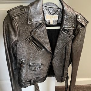 Michael Kors silver leather jacket!